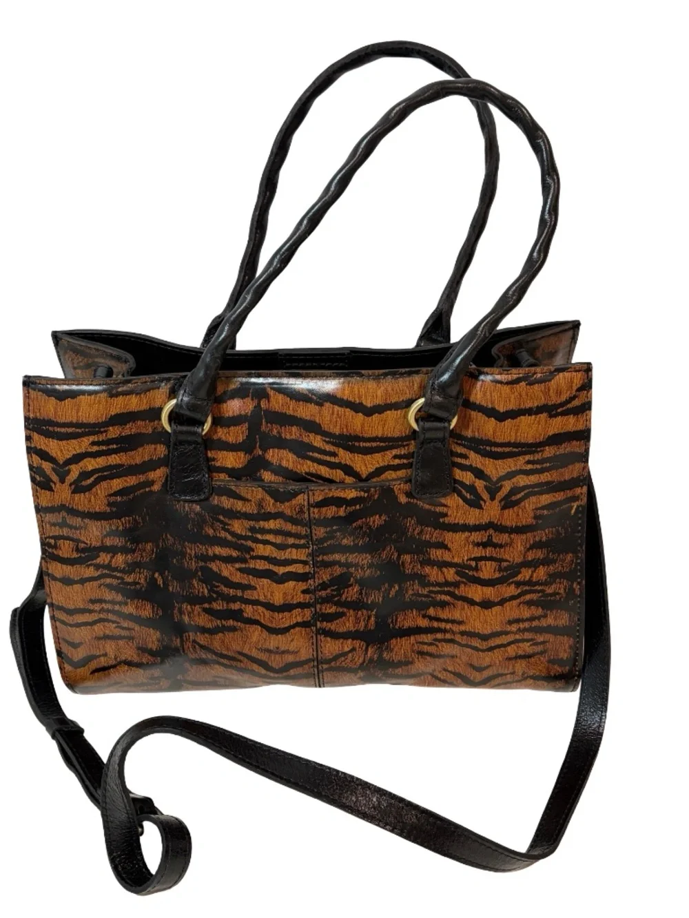 Patricia Nash Leather Primrose Satchel Handbag Tiger Print Purse Bag NEW